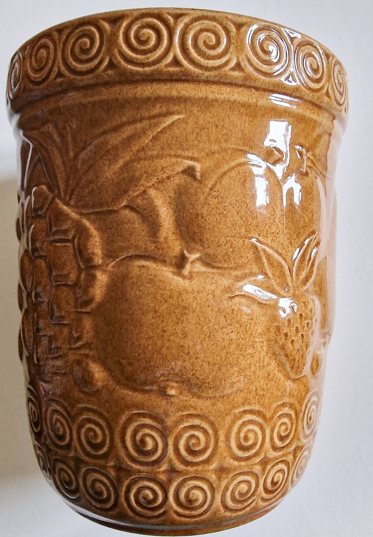 Large Glazed Earthernware West German Rumtopf Jar and Lid