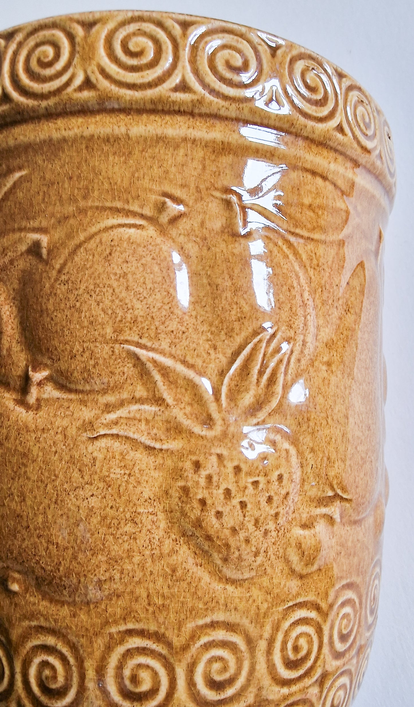 Large Glazed Earthernware West German Rumtopf Jar and Lid