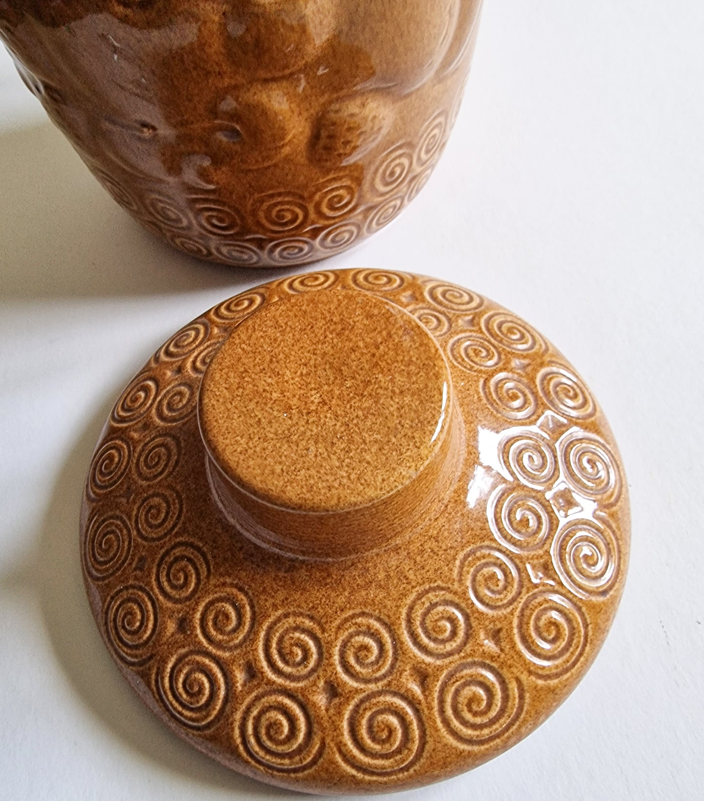 Large Glazed Earthernware West German Rumtopf Jar and Lid