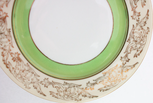 Japanese Tokyo China Green and Gold Side Plates (4)