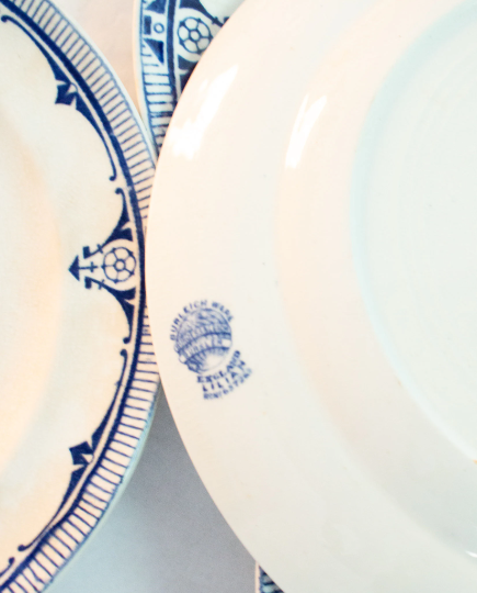 Burgess & Leigh Burleigh Ware Blue and White Plates (5)