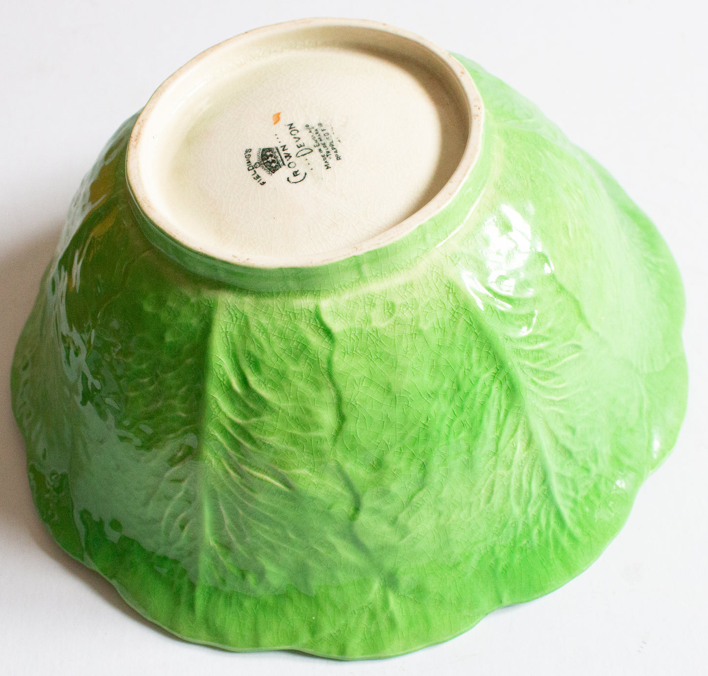 Vintage Crown Devon Fieldings Green Majolica Leaf Tomato Serving Dish