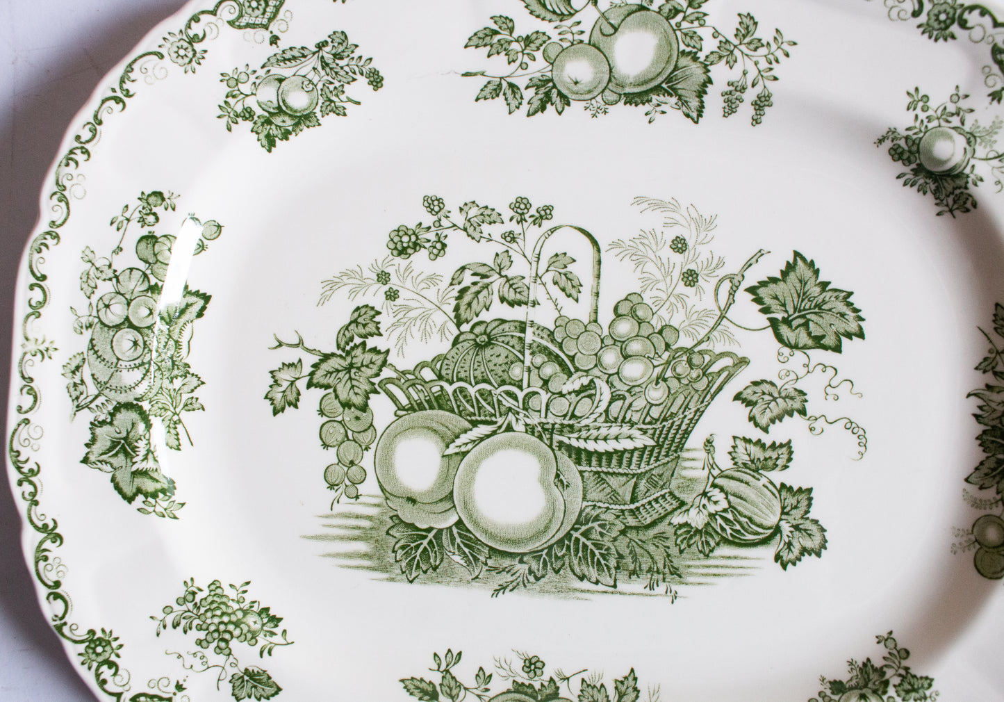 Masons Ironstone 'Fruit Basket' Pattern Green and White Transferware Serving Platter