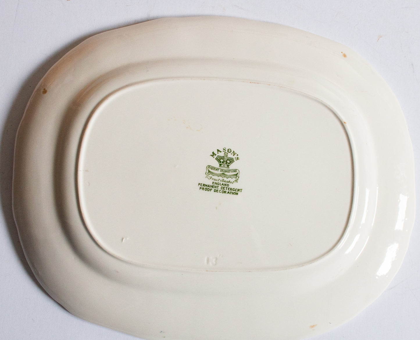 Masons Ironstone 'Fruit Basket' Pattern Green and White Transferware Serving Platter