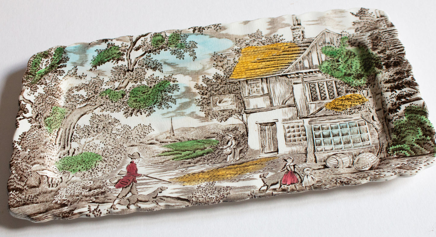 Myott 'The Hunter' Pattern Brown and White Transferware Rectangular Serving Platters