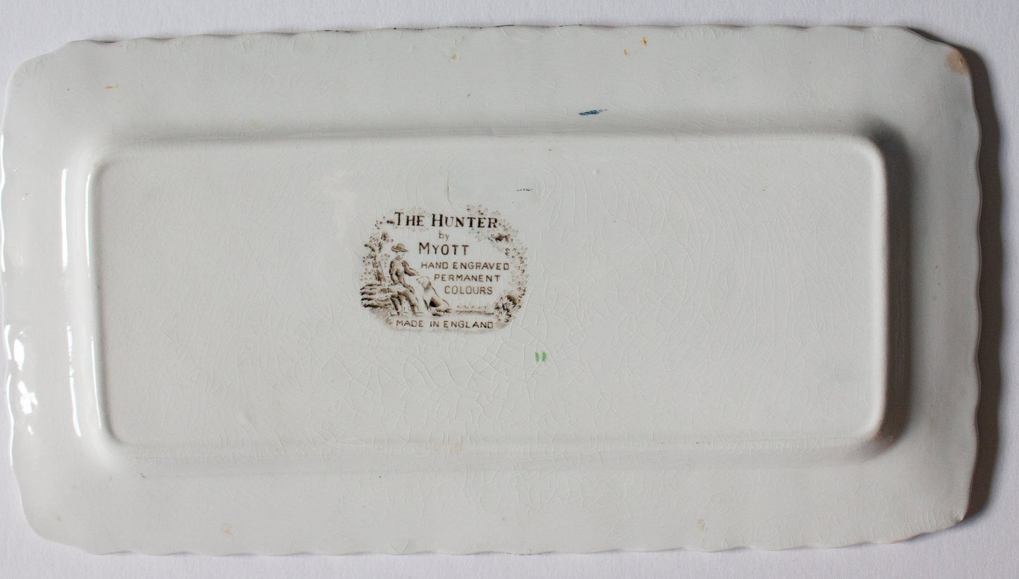 Myott 'The Hunter' Pattern Brown and White Transferware Rectangular Serving Platters