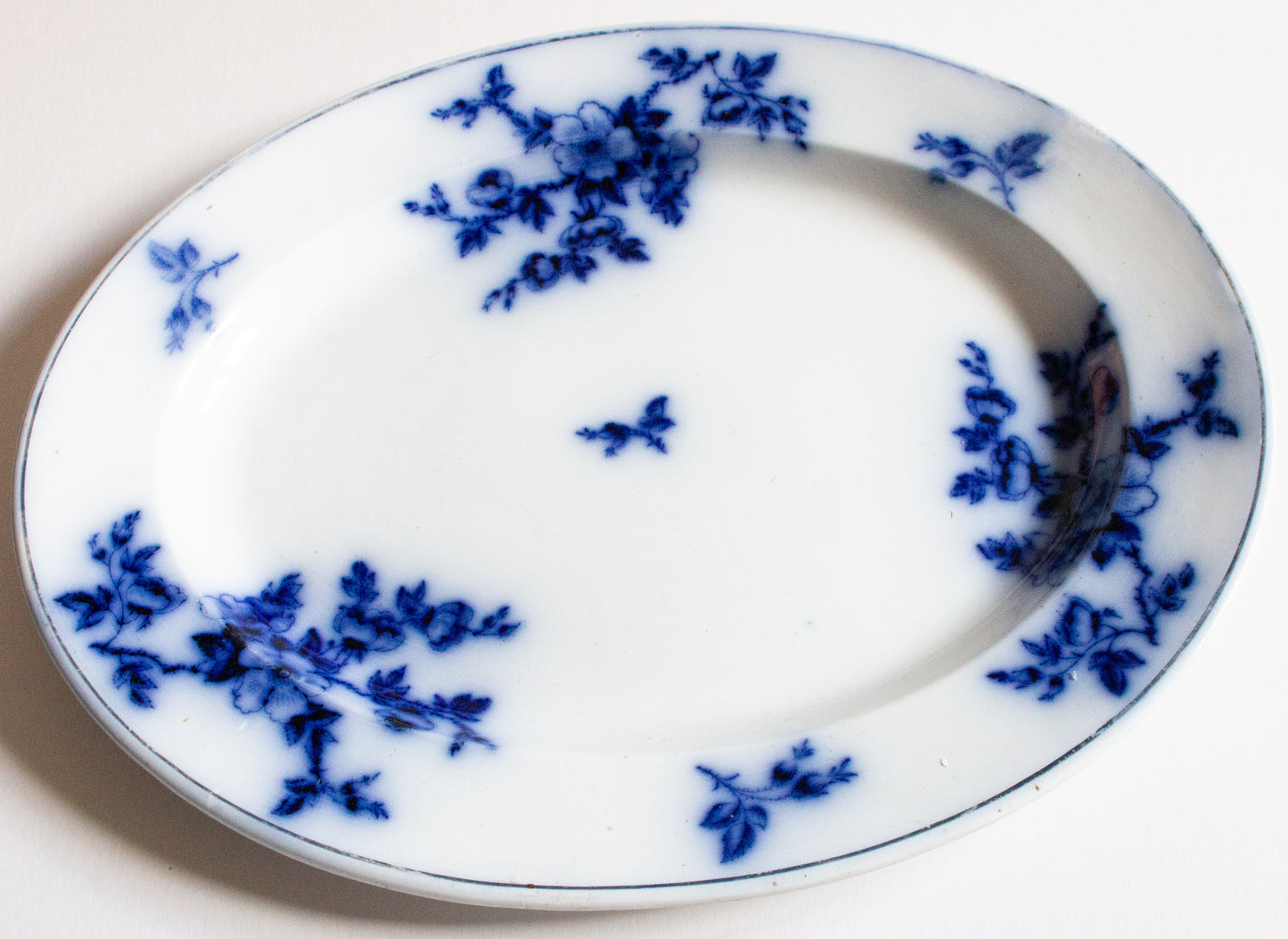 Antique Ashworth Bros. Flow Blue and White Serving Plate