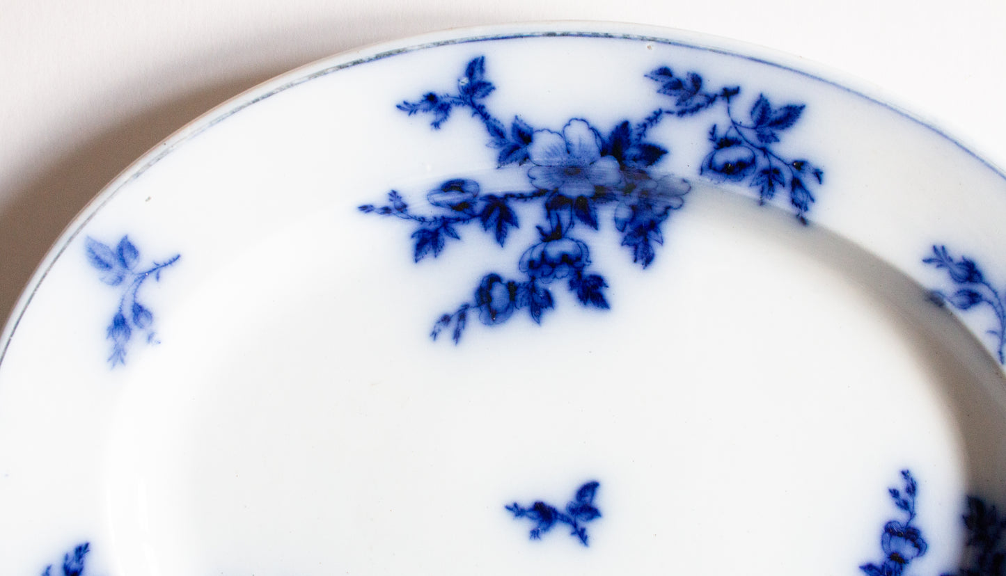 Antique Ashworth Bros. Flow Blue and White Serving Plate