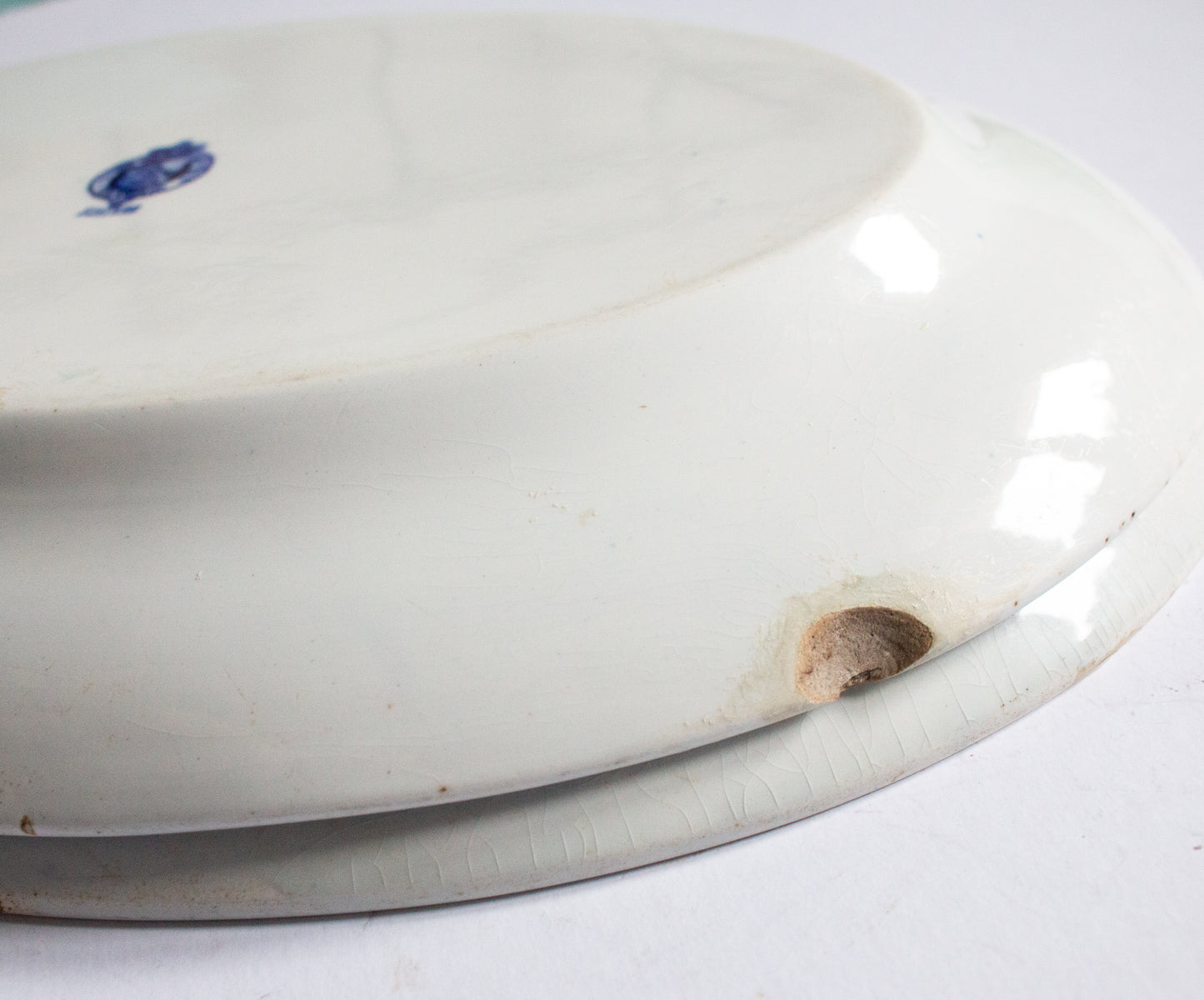 Brown Westhead Moore 'Teutonic' Pattern Blue and White Transferware Serving Platters (2)