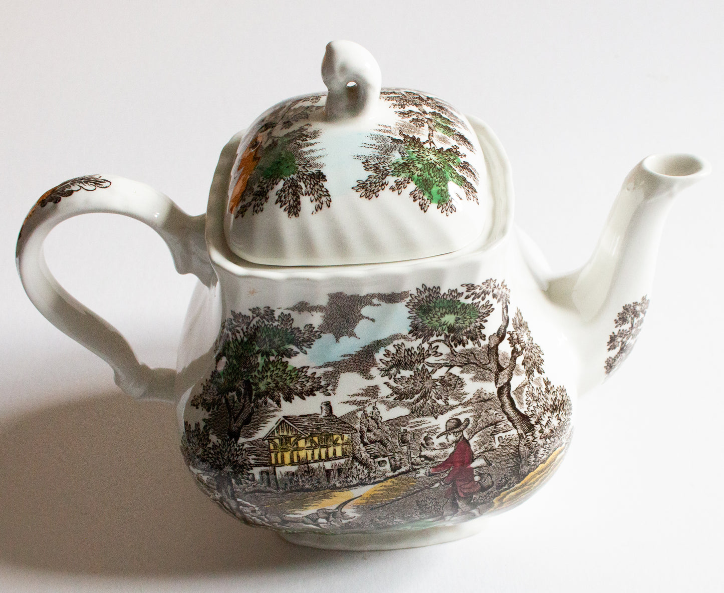 Myott 'The Hunter' Pattern Large Brown and White Transferware Teapot