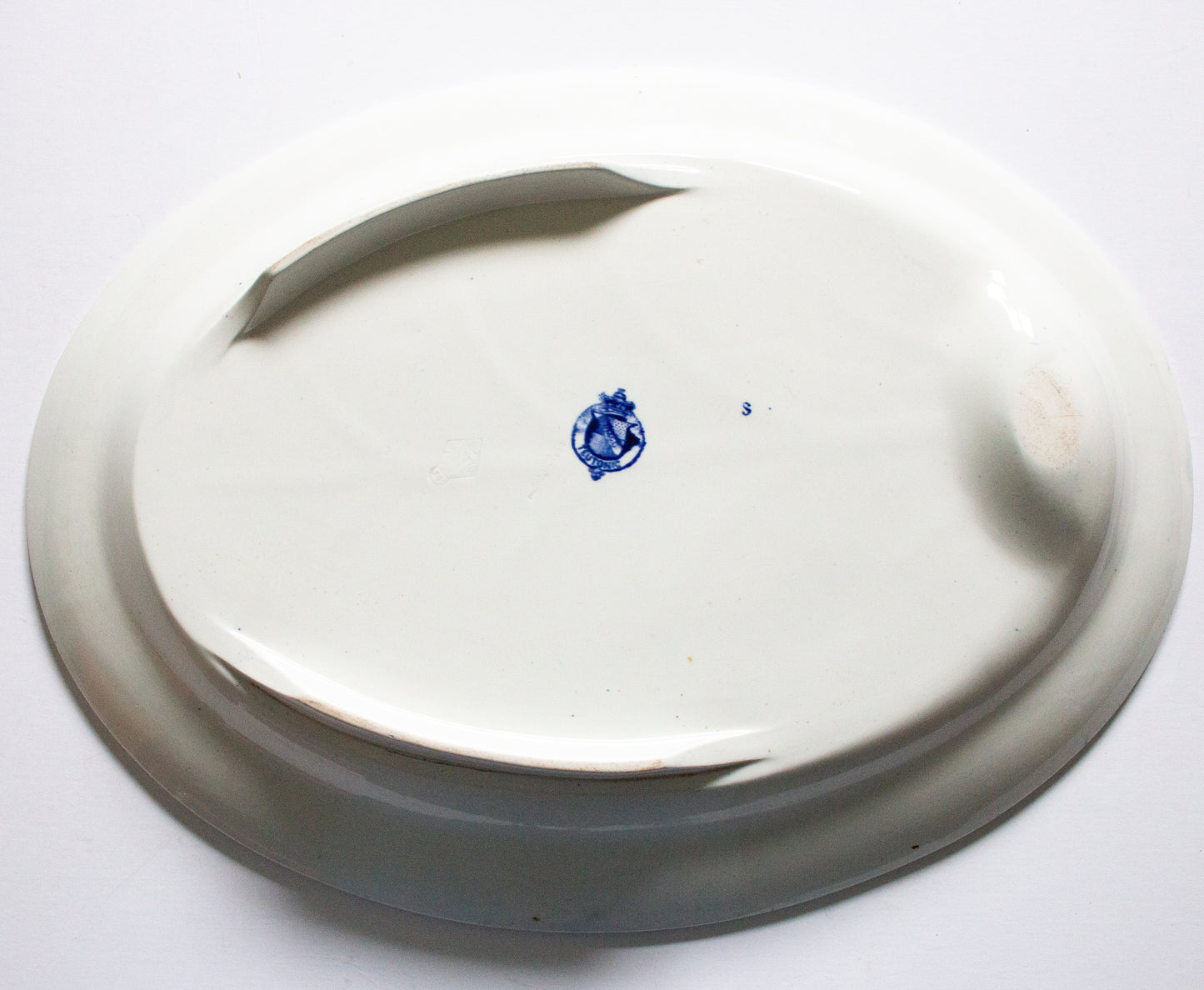 Brown Westhead Moore 'Teutonic' Pattern Large Blue and White Transferware Serving Platter