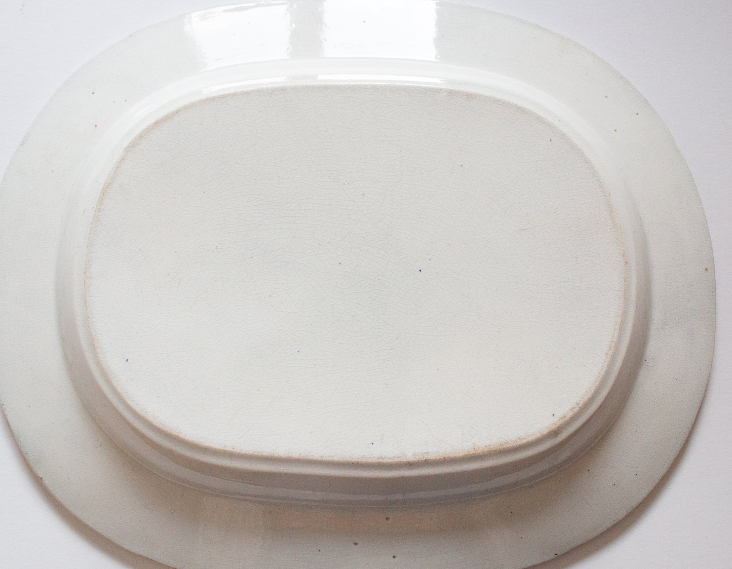 Antique Pagoda Pattern Blue and White Transferware Meat Platter