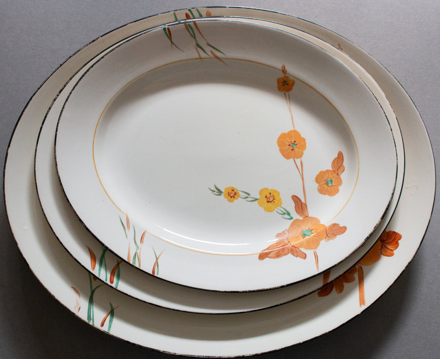 Burleigh Ware Graduated Serving Platters with Hand Painted Floral Detail (3)