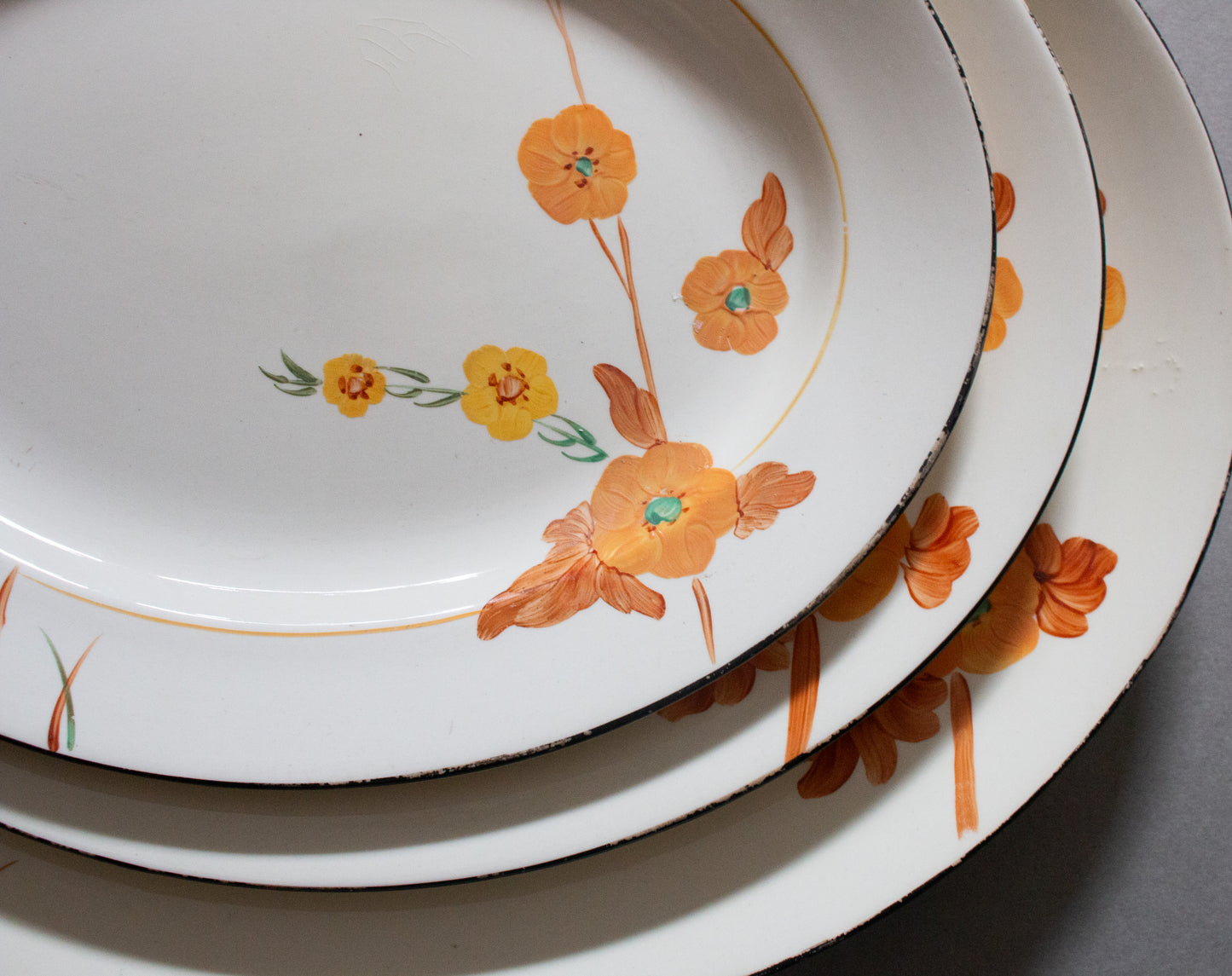 Burleigh Ware Graduated Serving Platters with Hand Painted Floral Detail (3)