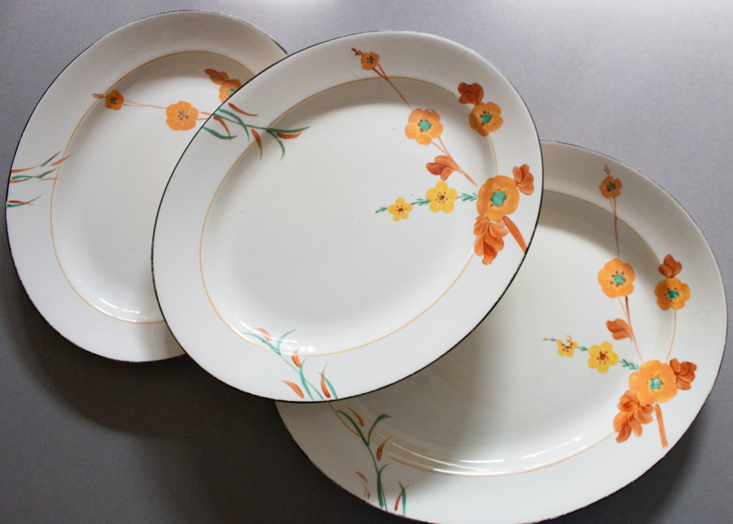 Burleigh Ware Graduated Serving Platters with Hand Painted Floral Detail (3)