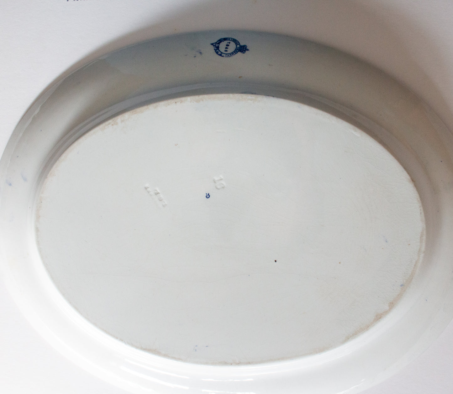 Antique Thomas Booth & Son 'Indian Ornament' Pattern Large Blue and White Transferware Meat Platter