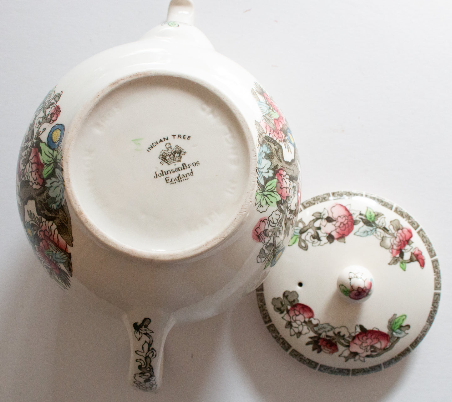 Johnson Bros. 'Indian Tree' Pattern Brown and White Transferware Teapot