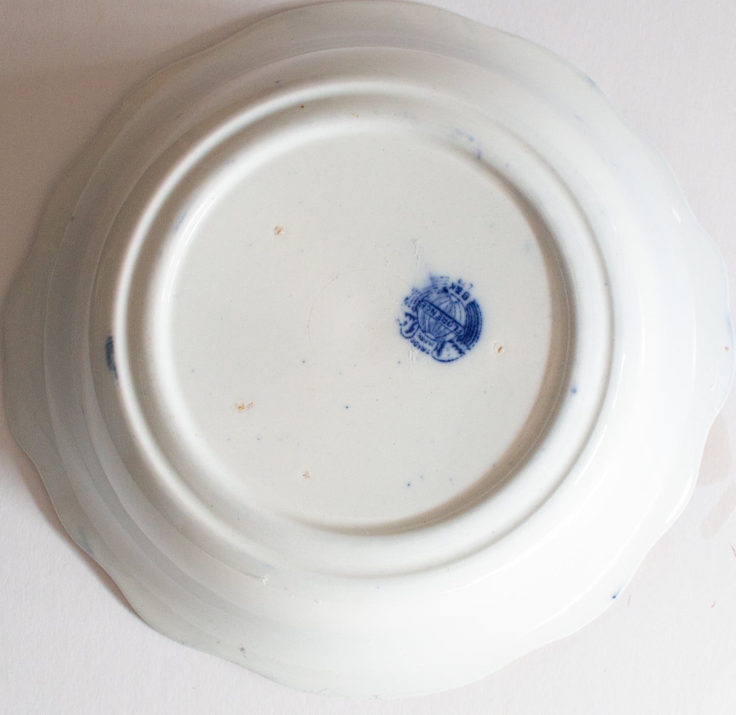 Antique Barkers & Kent 'Florence' Pattern Flow Blue and White Transferware Serving Bowl