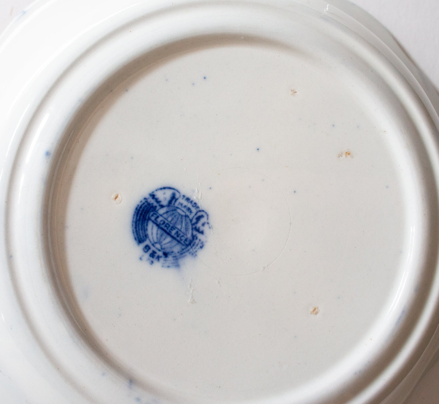 Antique Barkers & Kent 'Florence' Pattern Flow Blue and White Transferware Serving Bowl