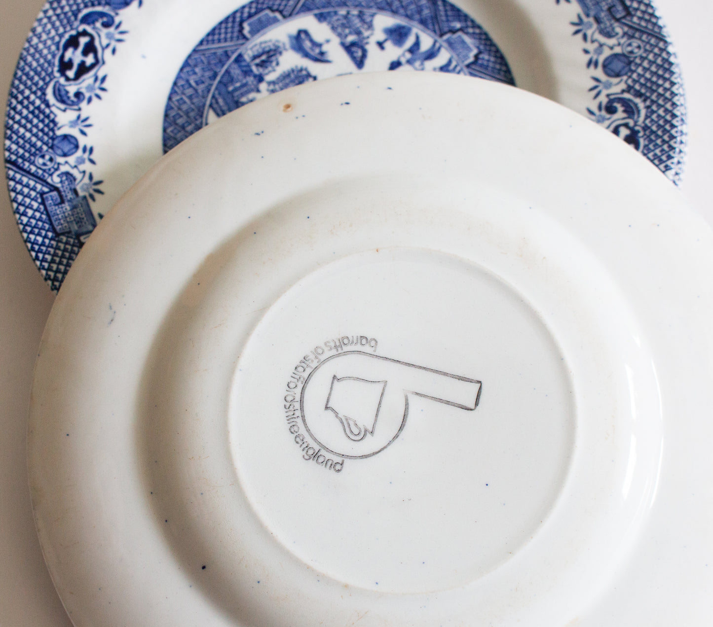 Barratts of Staffordshire 'Willow' Pattern Blue and White Transferware 7" Side Plates (4)