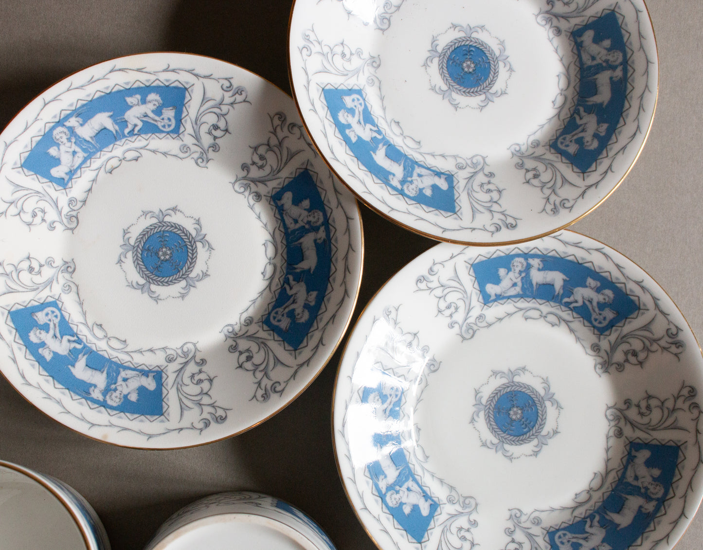 Coalport 'Revelry' Pattern Blue and White Teacups or Coffee Cups (5)