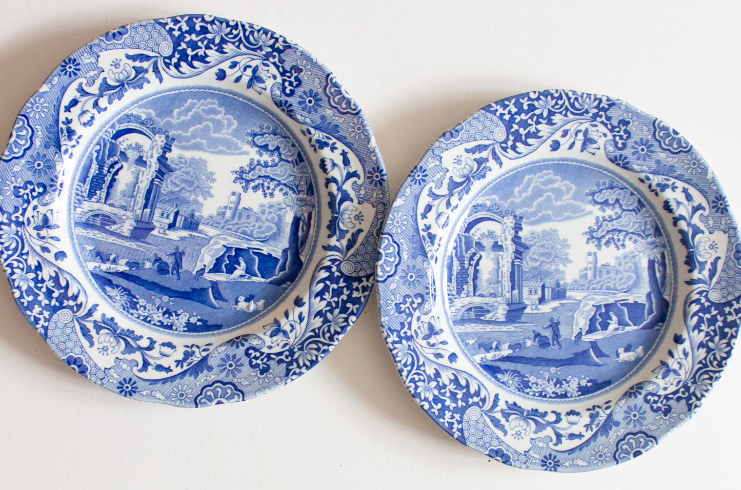 Spode 'Italian' Blue and White Transferware 7.5" Plates (2)