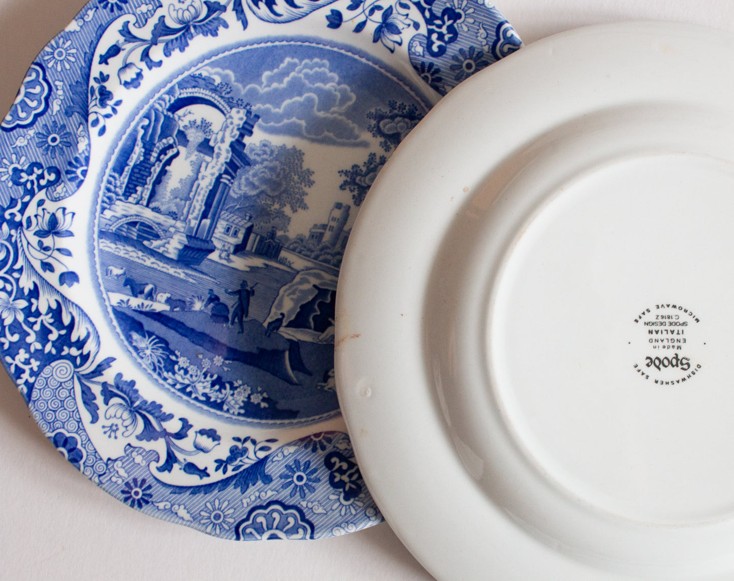 Spode 'Italian' Blue and White Transferware 7.5" Plates (2)