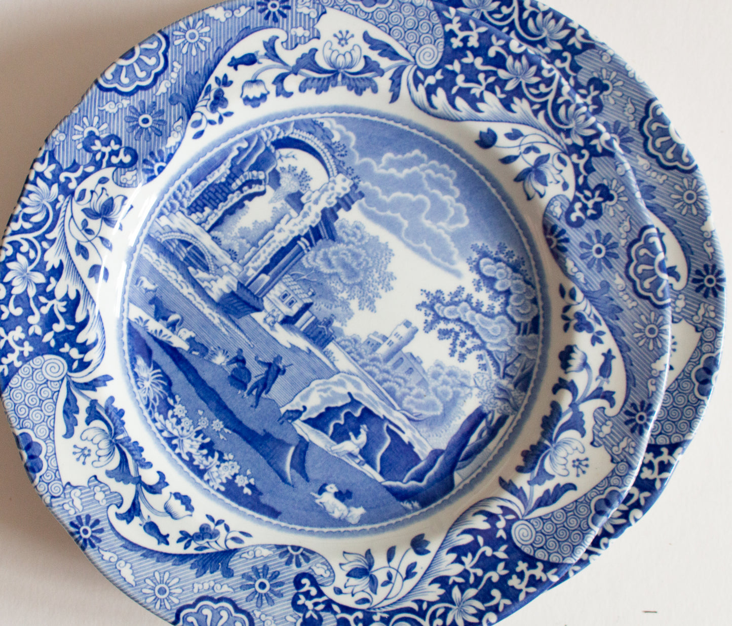 Spode 'Italian' Blue and White Transferware 7.5" Plates (2)