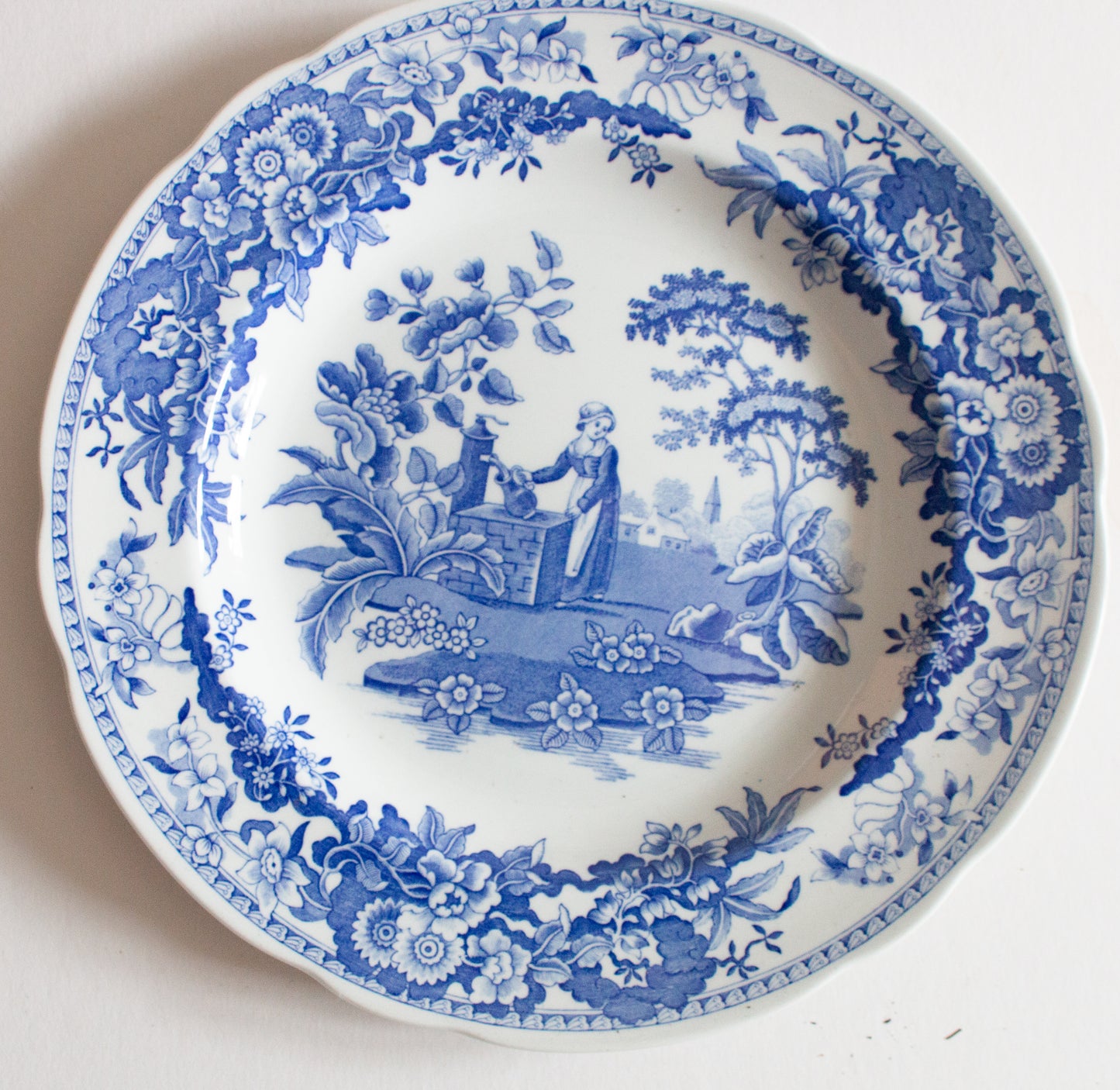 Spode 'Blue Room Collection' Blue and White Transferware Plate 'Girl at Well'