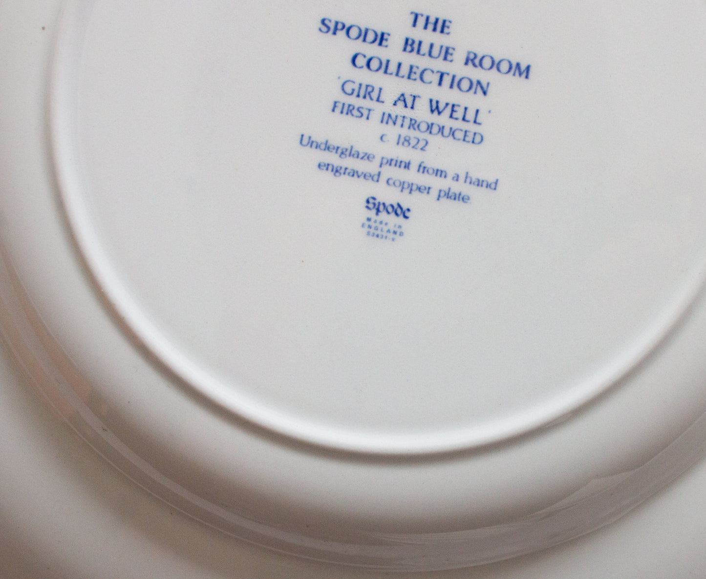 Spode 'Blue Room Collection' Blue and White Transferware Plate 'Girl at Well'
