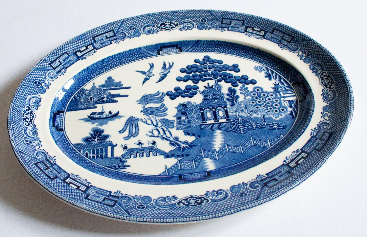 Johnson Bros. 'Willow' Pattern Small Blue and White Transferware Serving Platter