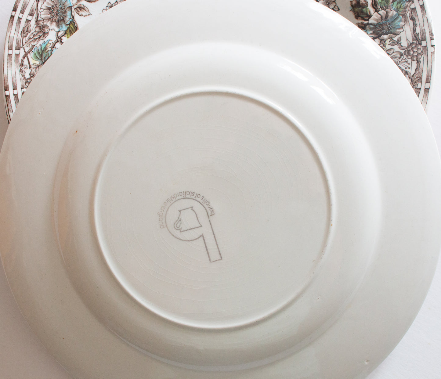 Barratts Staffordshire 'Cottage Garden' Brown Transferware 10" Dinner Plates (6)
