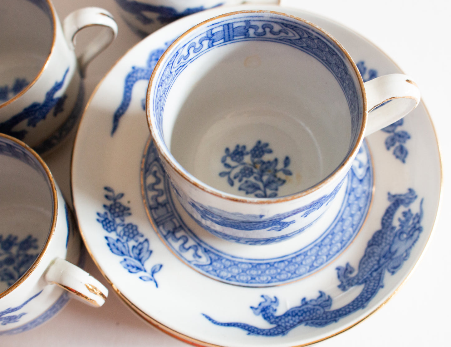 Cauldon England 'Blue Dragon' Coffee Cups and Sacuers (5)