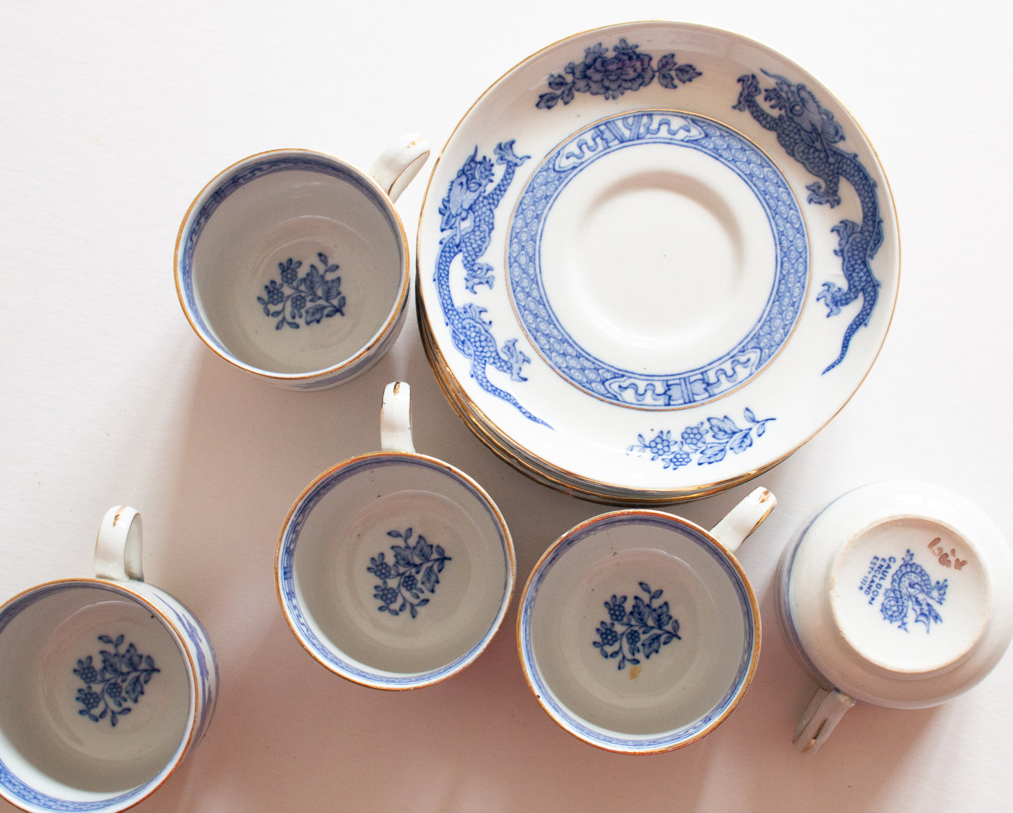 Cauldon England 'Blue Dragon' Coffee Cups and Sacuers (5)