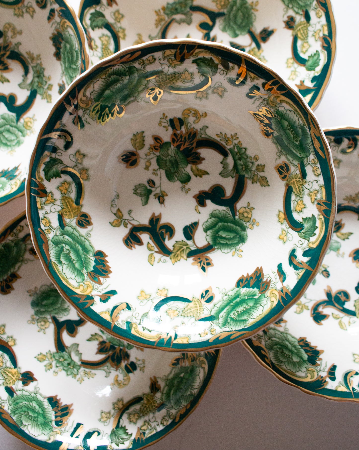 Mason's Ironstone 'Chartreuse' Pattern Cereral or Dessert Bowls (6)