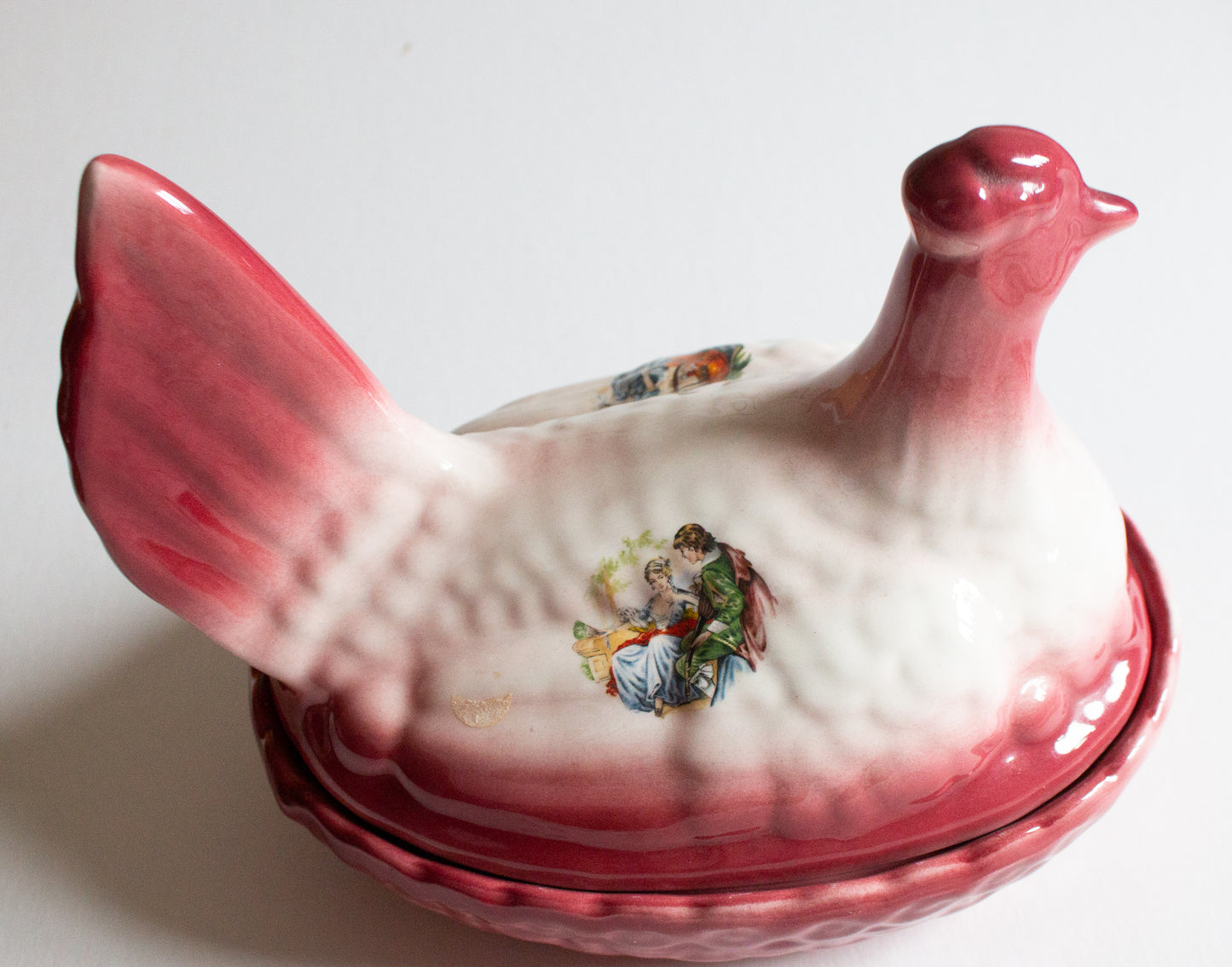 Vintage Hen Egg Ceramic Basket