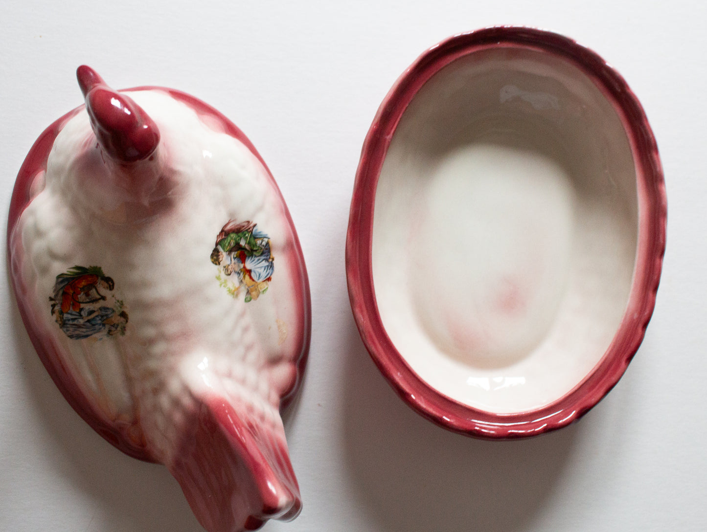 Vintage Hen Egg Ceramic Basket