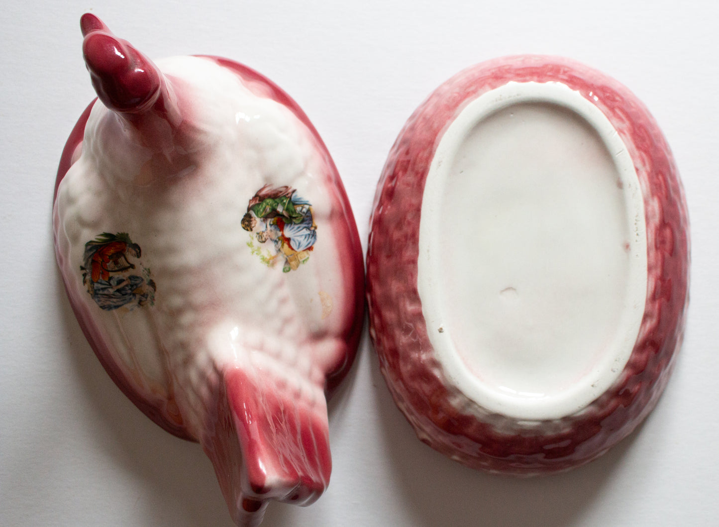 Vintage Hen Egg Ceramic Basket