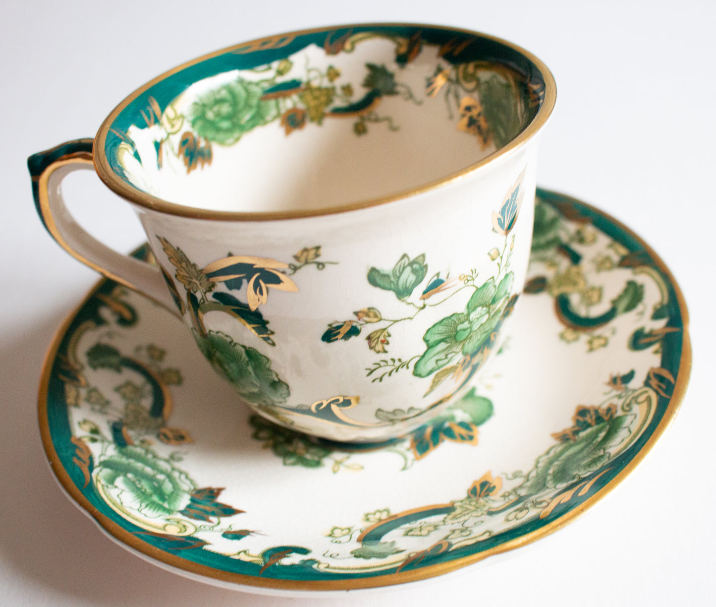 Mason's Ironstone 'Chartreuse' Pattern Teacup and Saucer