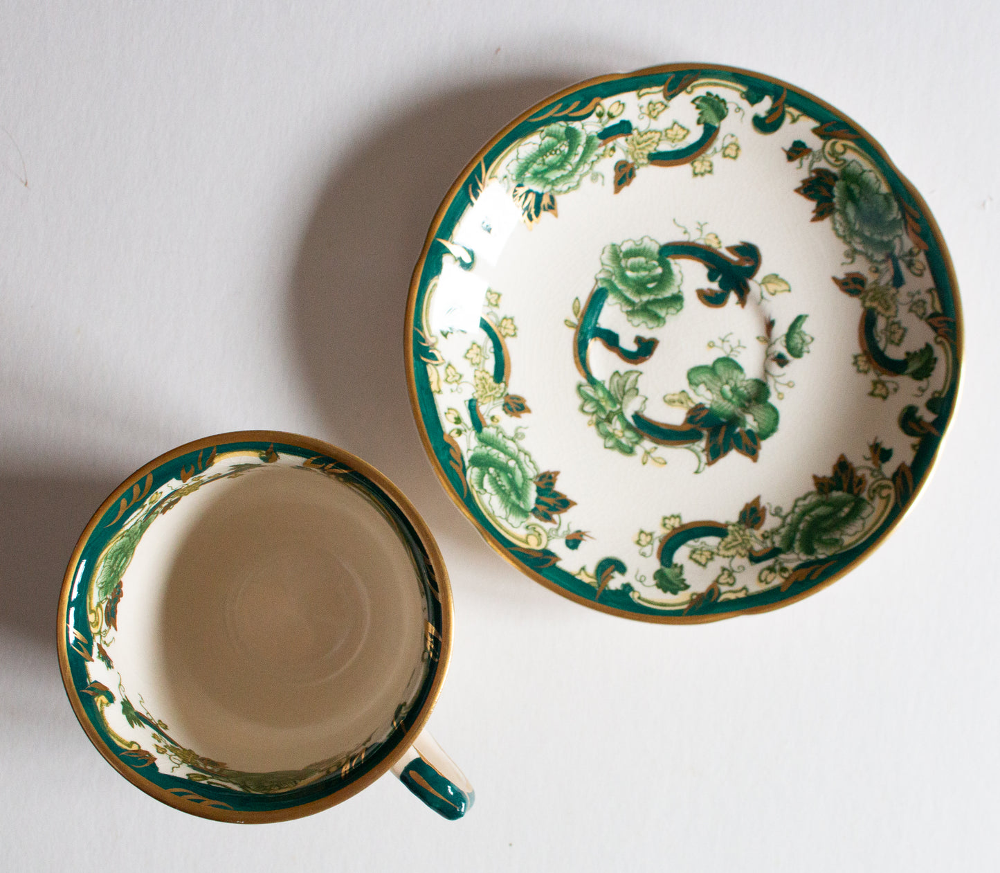 Mason's Ironstone 'Chartreuse' Pattern Teacup and Saucer