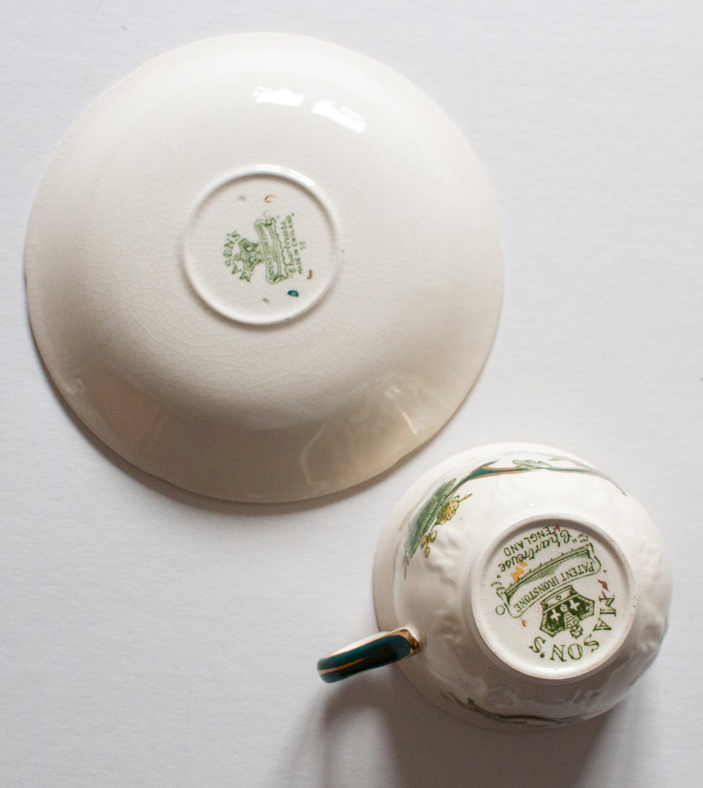 Mason's Ironstone 'Chartreuse' Pattern Teacup and Saucer