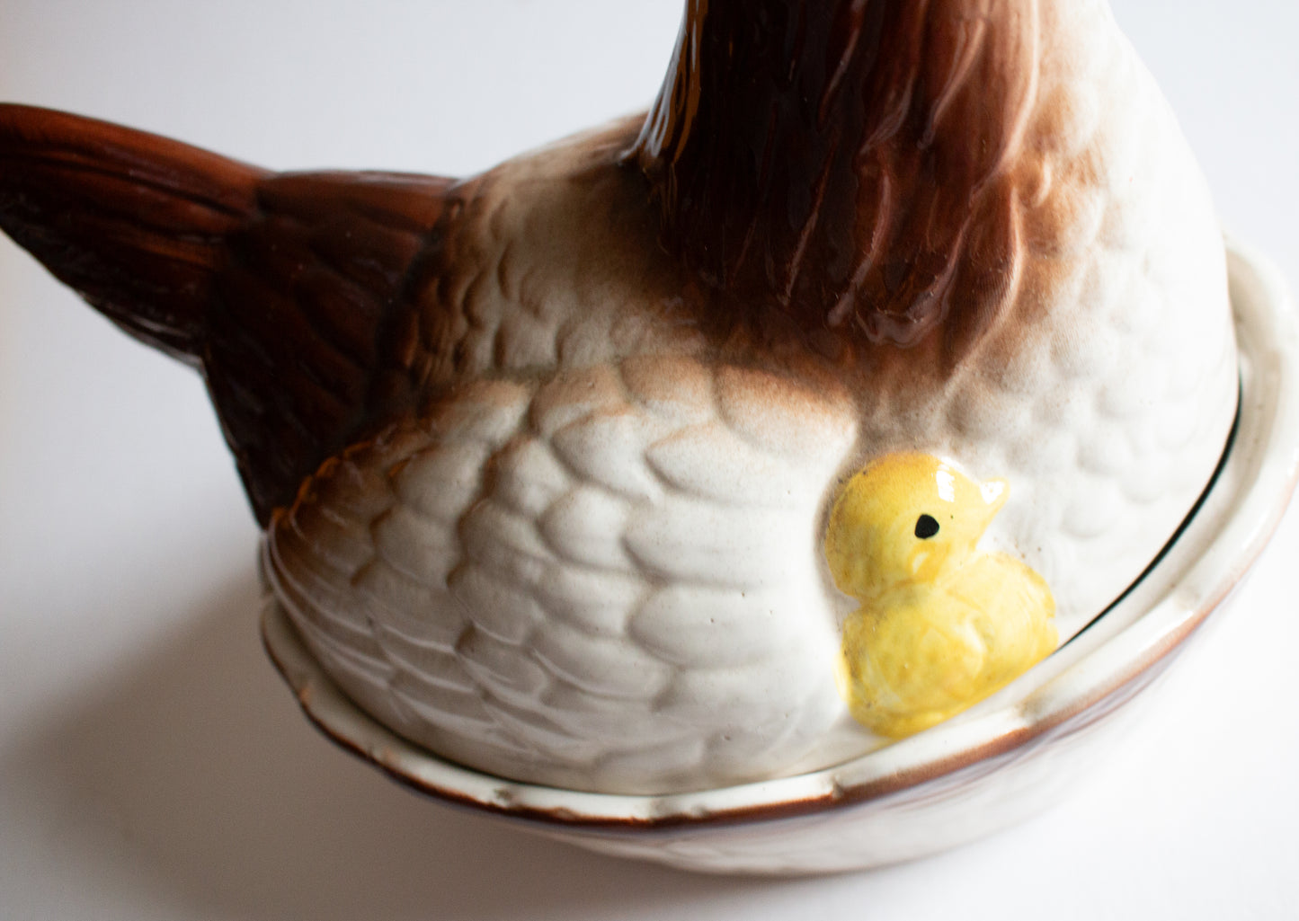 Vintage Hen Egg Ceramic Basket