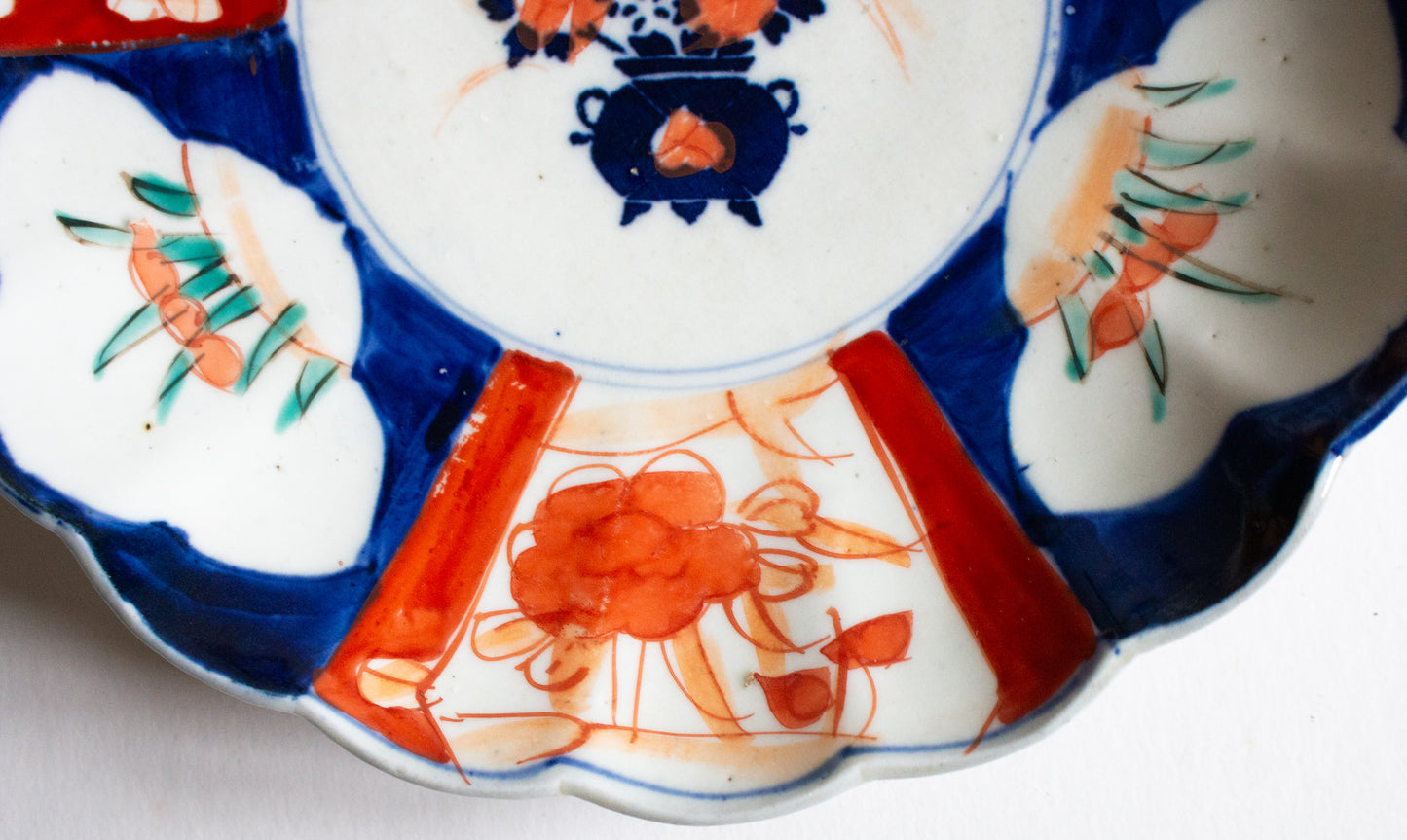 Antique Japanese Imari Hand Painted and Fluted Plate
