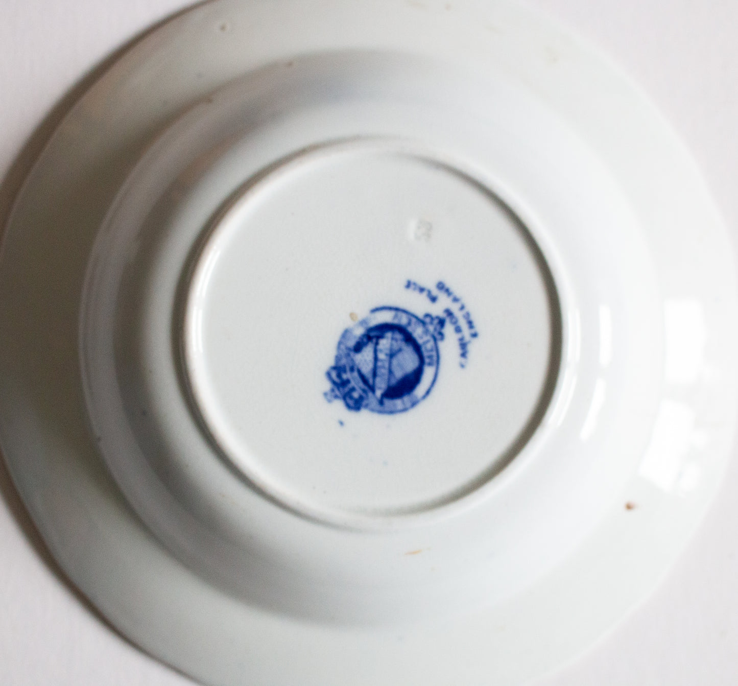 Meissen 'Onion' Pattern Rimmed Flow Blue and White Transferware Soup Bowl or Fruit Saucer
