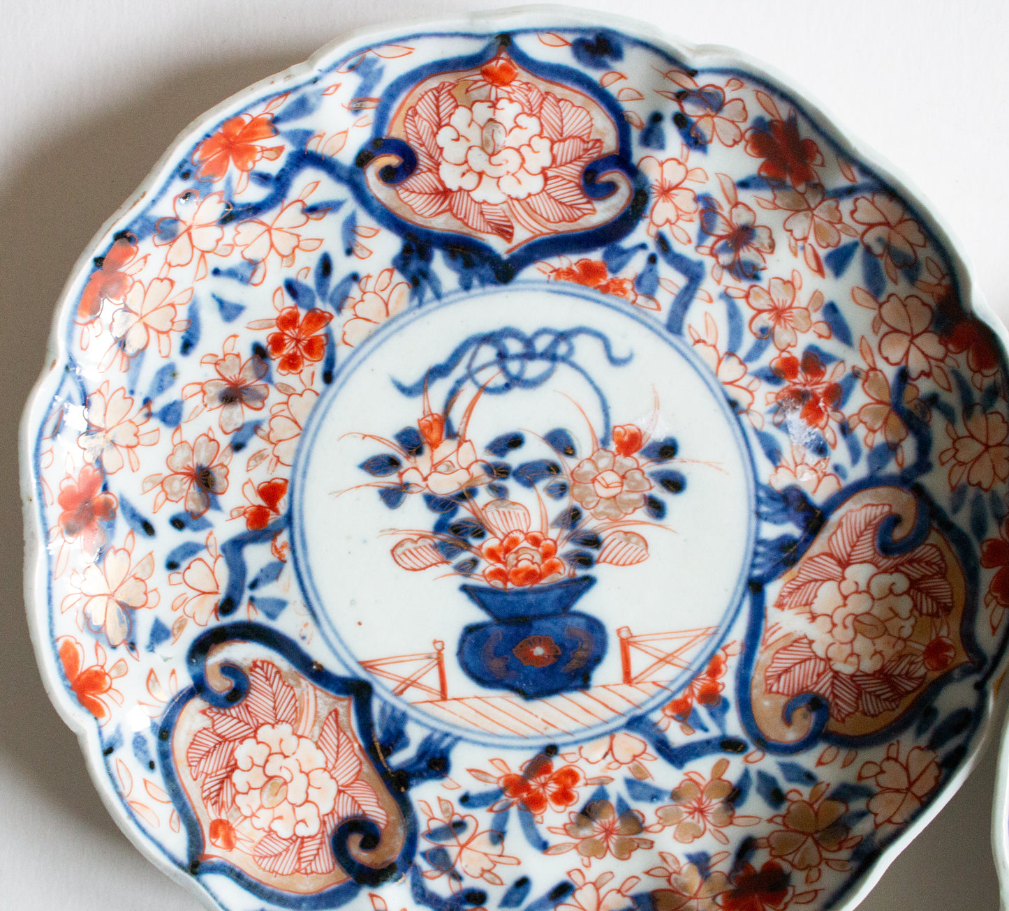 Antique Japanese Imari Hand Painted and Fluted Plates (2)