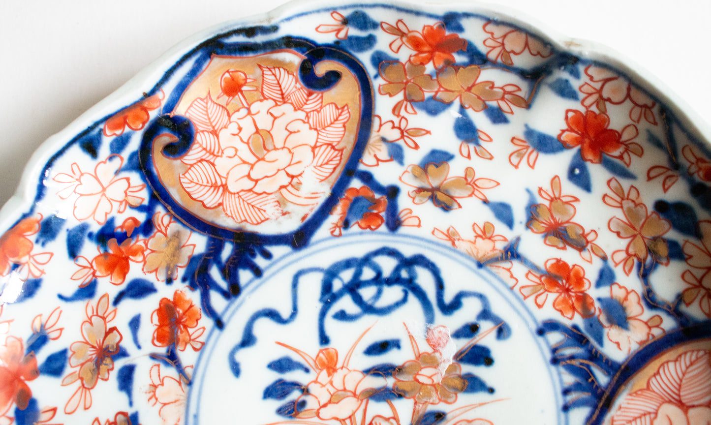 Antique Japanese Imari Hand Painted and Fluted Plates (2)