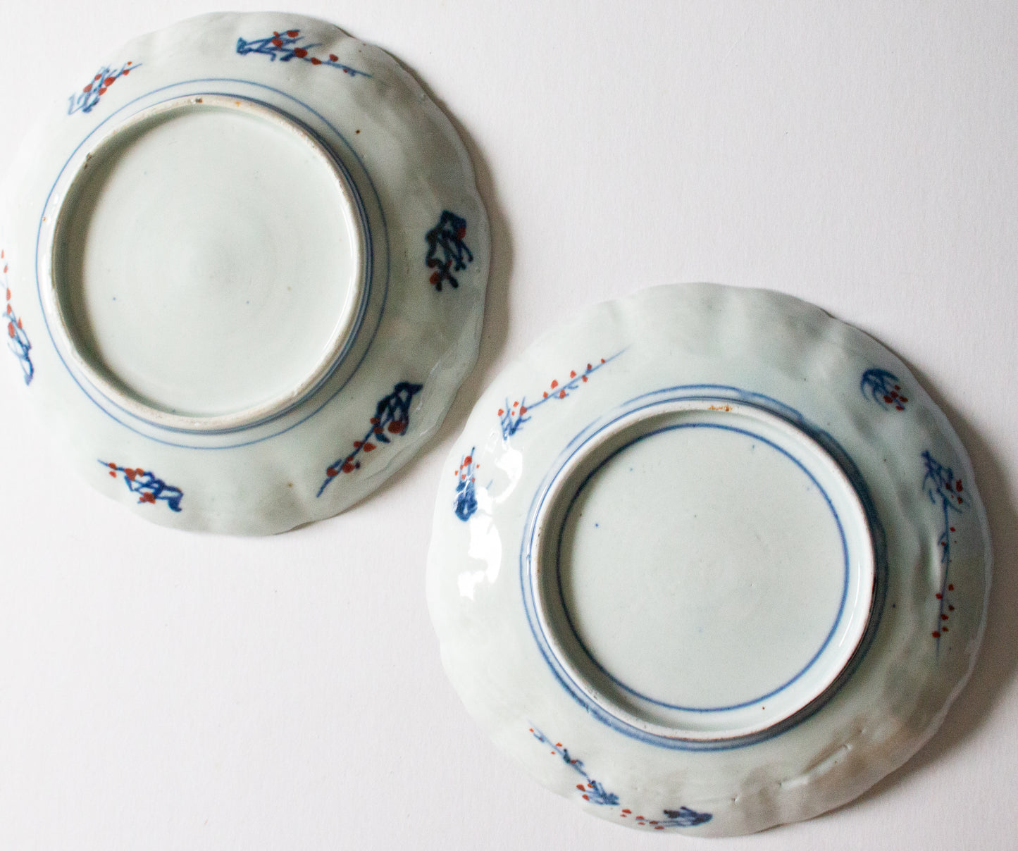 Antique Japanese Imari Hand Painted and Fluted Plates (2)