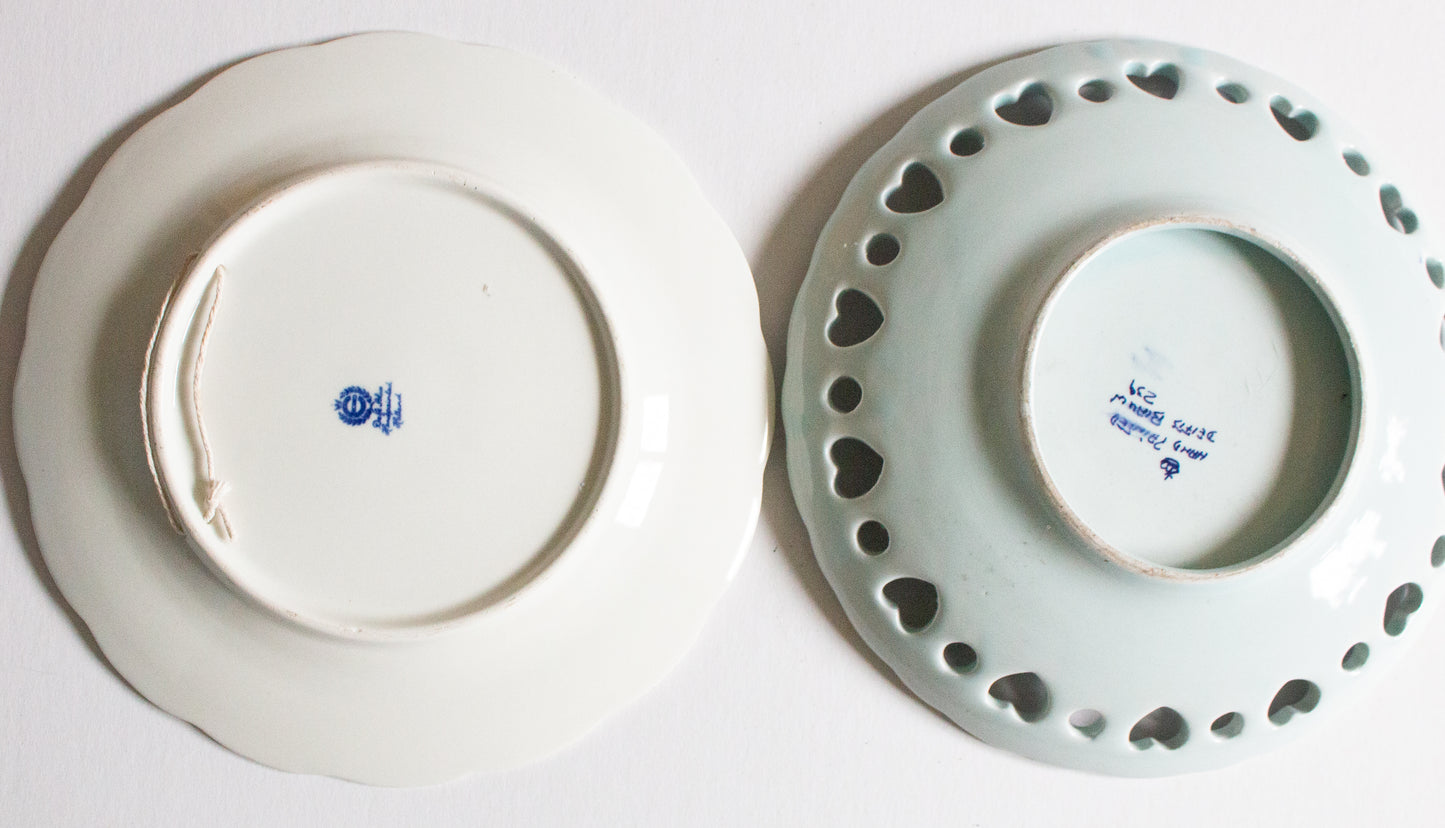 Delft Mismatched Blue and White Transferware 8" Pictorial Plates (2)