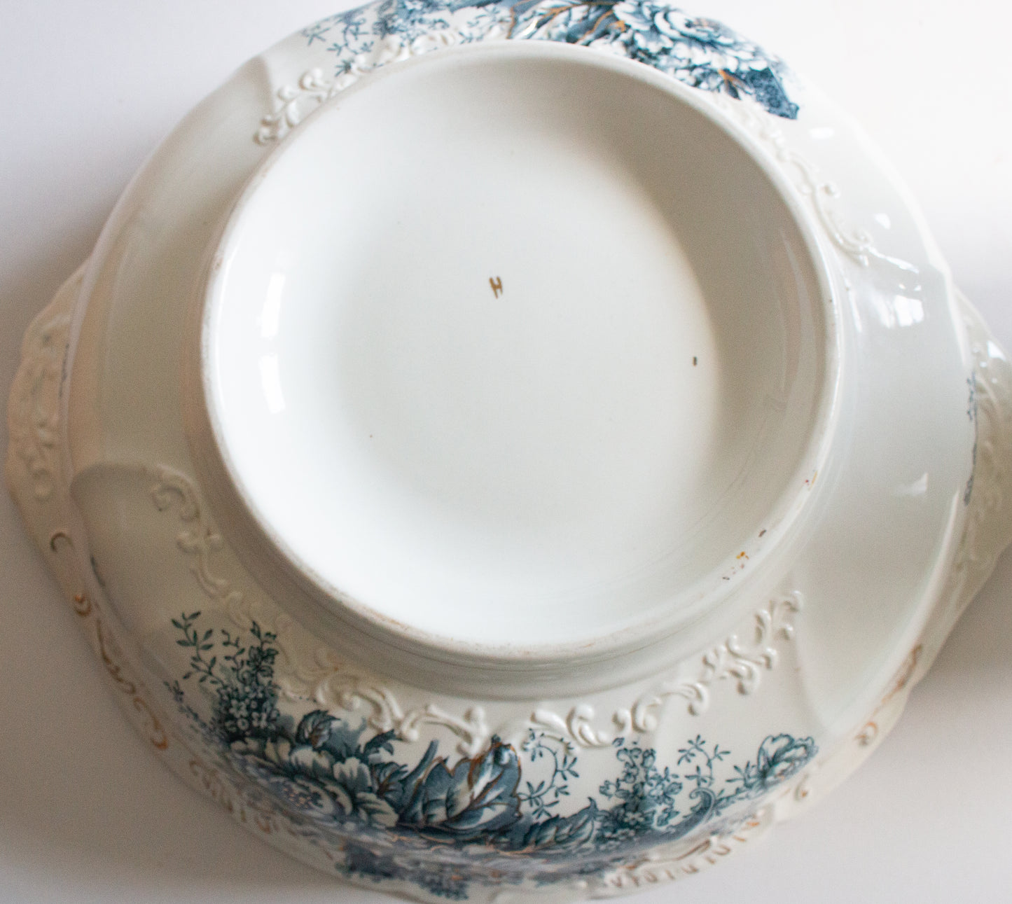 Stoke Pottery 'Peony' Antique Blue and White Transferware Wash Jug and Bowl