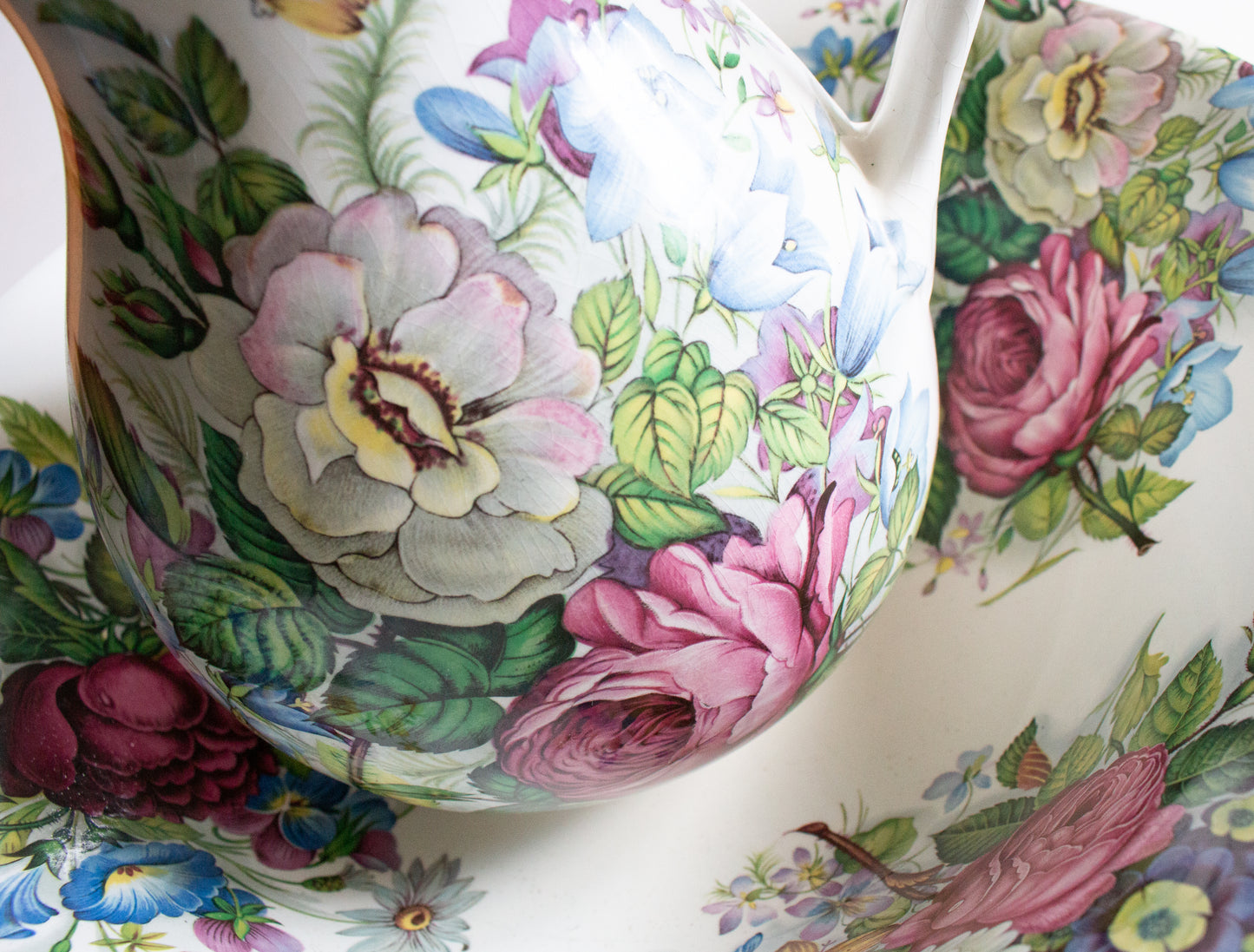 Hadida Bathroom Collection Large Floral Wash Jug and Bowl